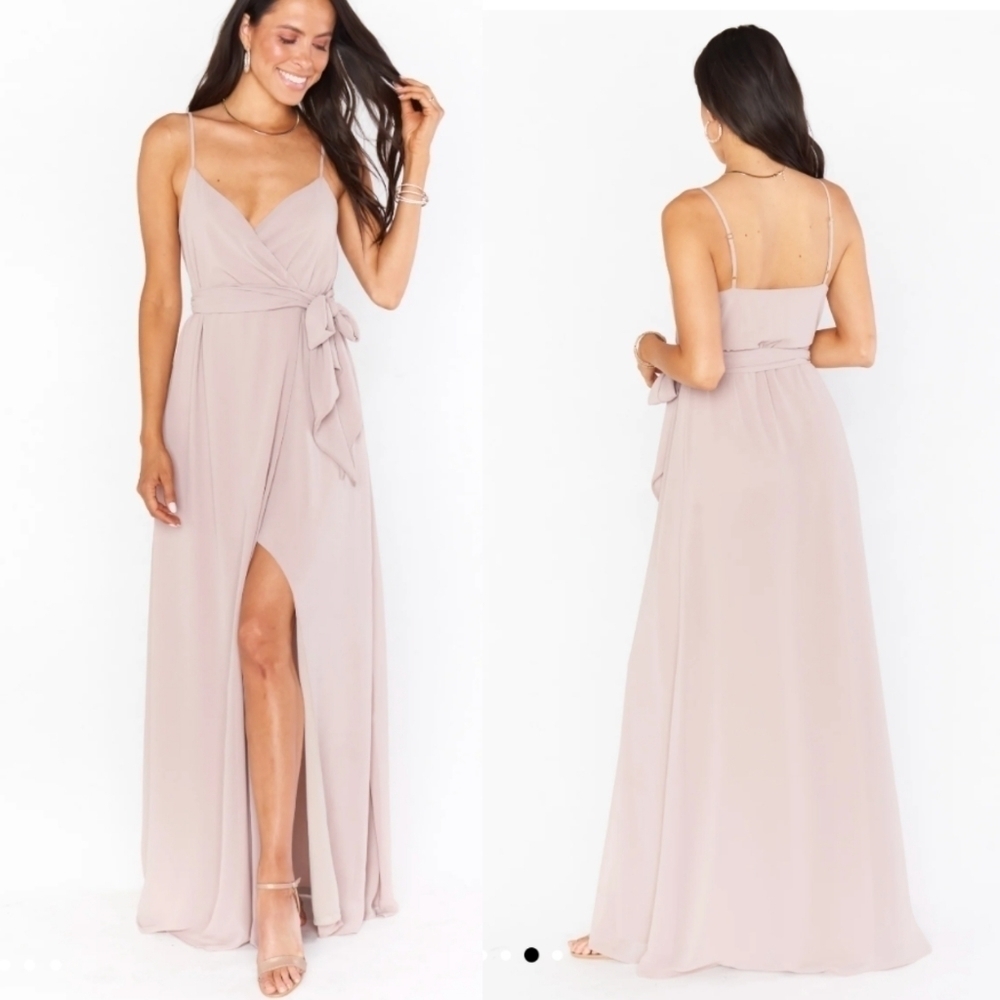 Show Me Your Mumu Liz Maxi Dress Women's Large Soft Beige Chiffon Golden 6